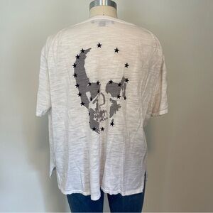Skull Cashmere White Vneck Tshirt